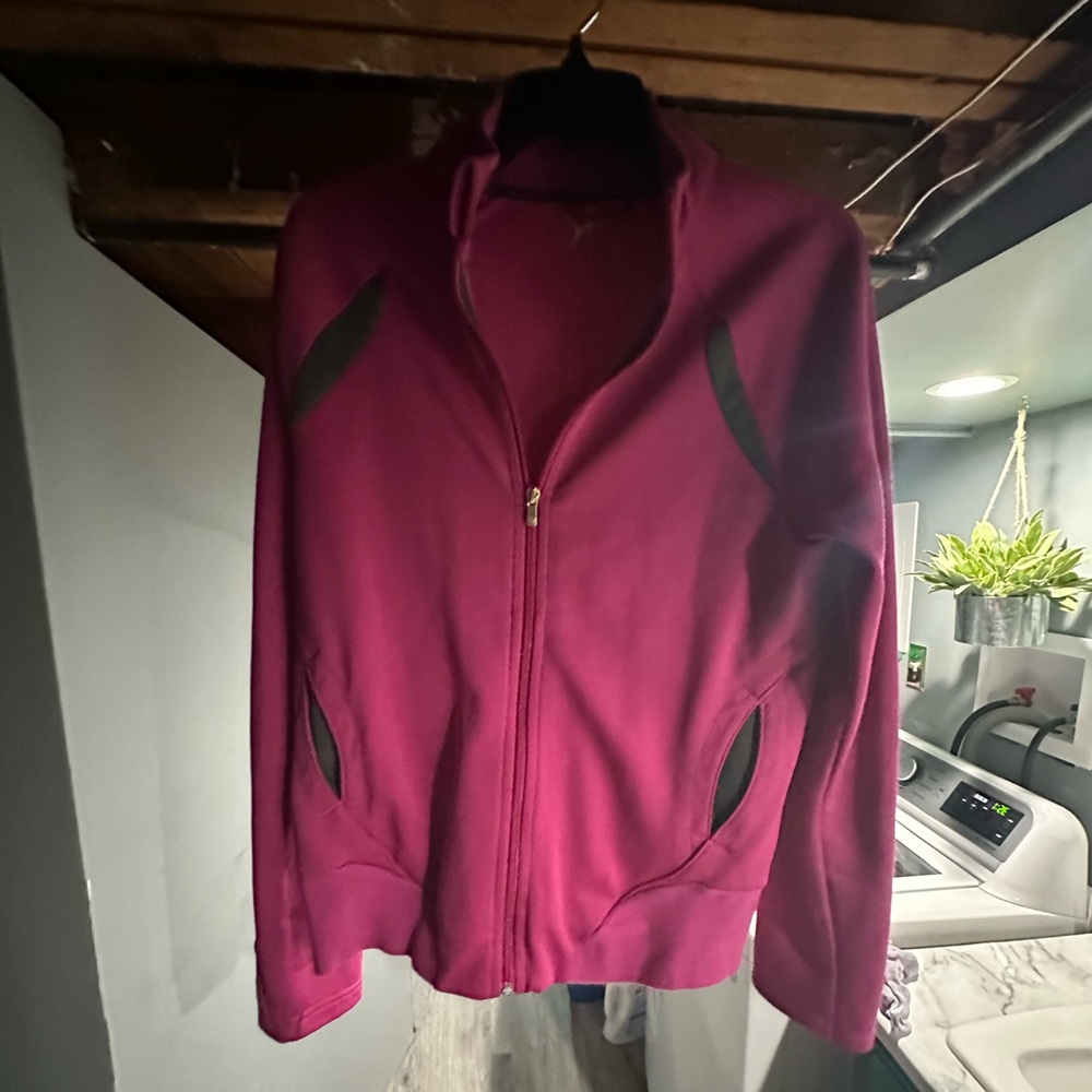 Puma fuchsia and gray track jacket